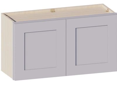 New. Unfinished Shaker Wall Cabinet - 33" W x 18-1/8" H x 12" D, Light Gray Doors