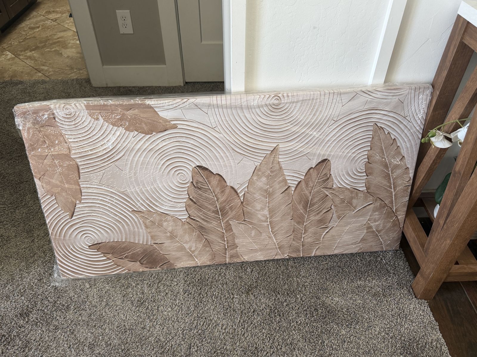 Textured Leaf Wall Art Decor - Beige/Brown (46" x 23") - NEW in Packaging
