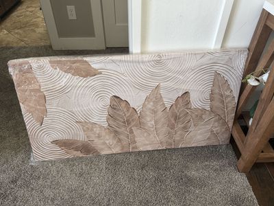 Textured Leaf Wall Art Decor - Beige/Brown (46" x 23") - NEW in Packaging