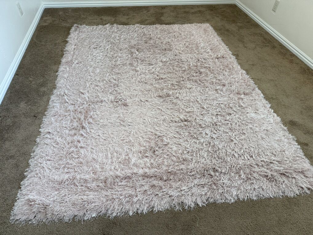 Pink Solid Shag Rug