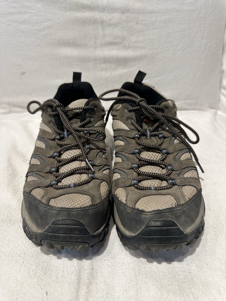 Merrell men’s size 10.5 beluga gray/beige leather and mesh hiking shoes