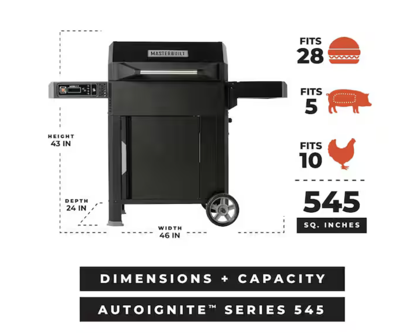 NEW Masterbuilt AutoIgnite Series 545 Digital Charcoal Grill and Smoker