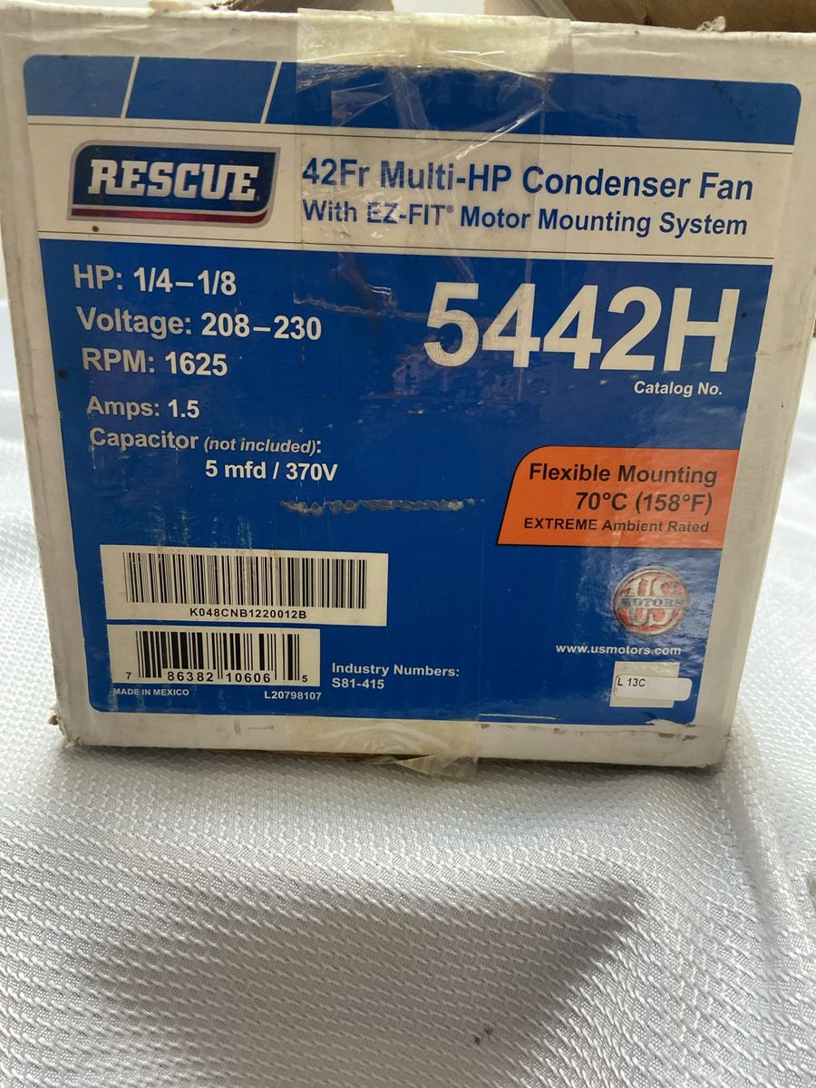 RESCUE 5442H 42Fr Multi-HP Condenser Fan Motor 208-230V 1625 RPM EZ-FIT Mounting