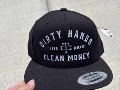 Dirty Hands Clean Money Black Snapback Cap
