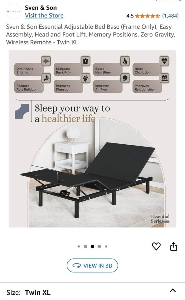Sven & Son Essential Adjustable Bed Twin XL