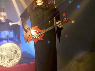 Haunted Living Bluetooth Reaper with Guitar Animated Halloween Prop, NIB
