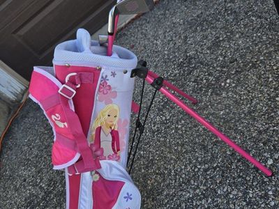 Barbie golf clubs and bag