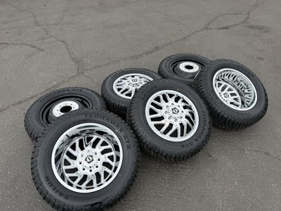 20” Chrome TIS Dually 8 Lug 8x6.5 | 8x165.1 34” Sailun A/T 275/65R20 Dodge Ram Chevy GMC pre 97 Ford