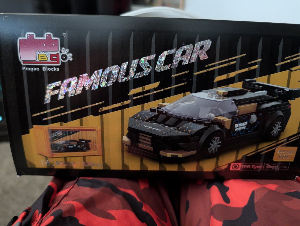 Pingao Blocks Famous Car Building Set - 339 Pieces Black/Gold Toy Car with Storage Box