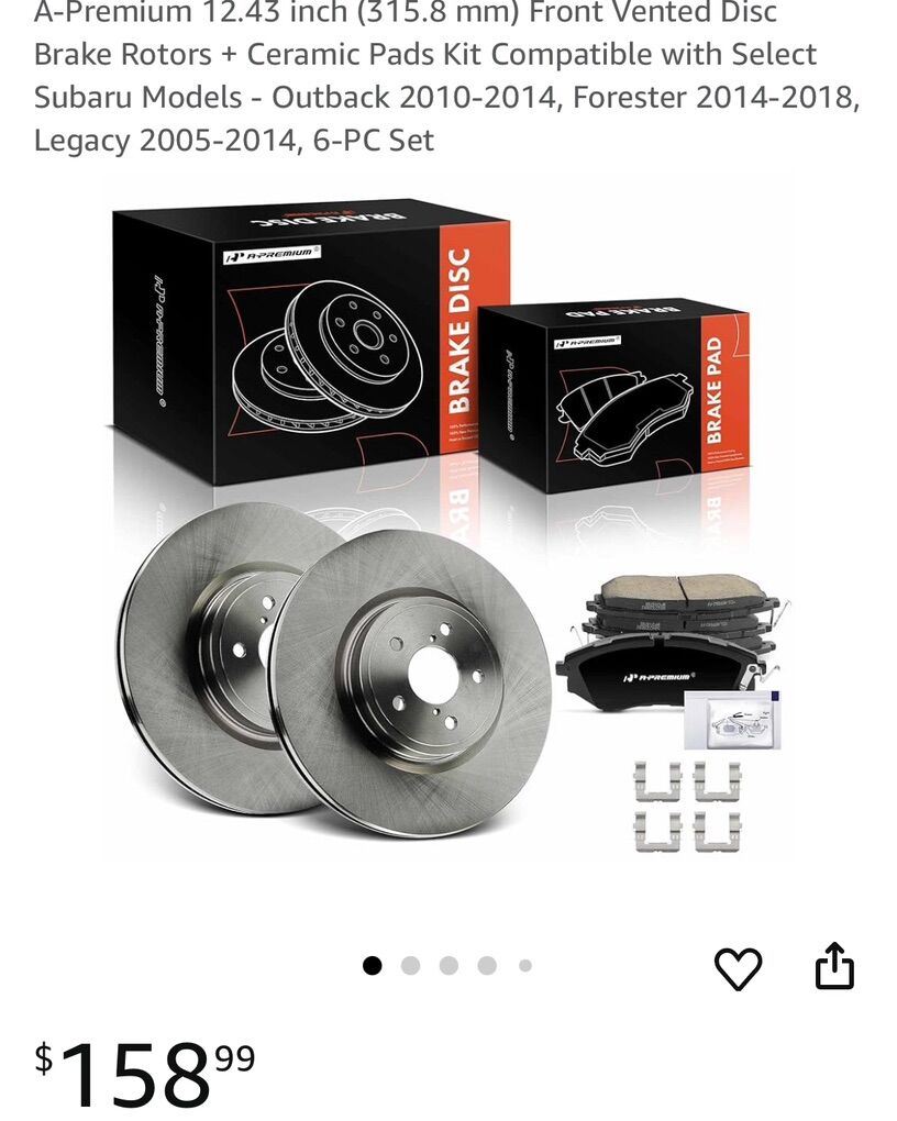 A-Premium 12.43 In. Subaru Center Disc Rotors Pads