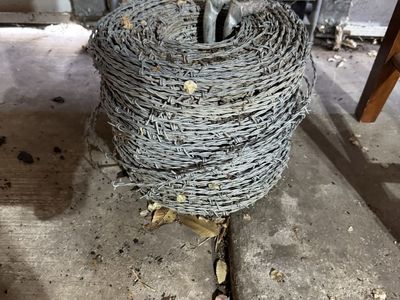 Roll of Barbed Wire Fencing - Galvanized Steel, Durable, for Agriculture/Security