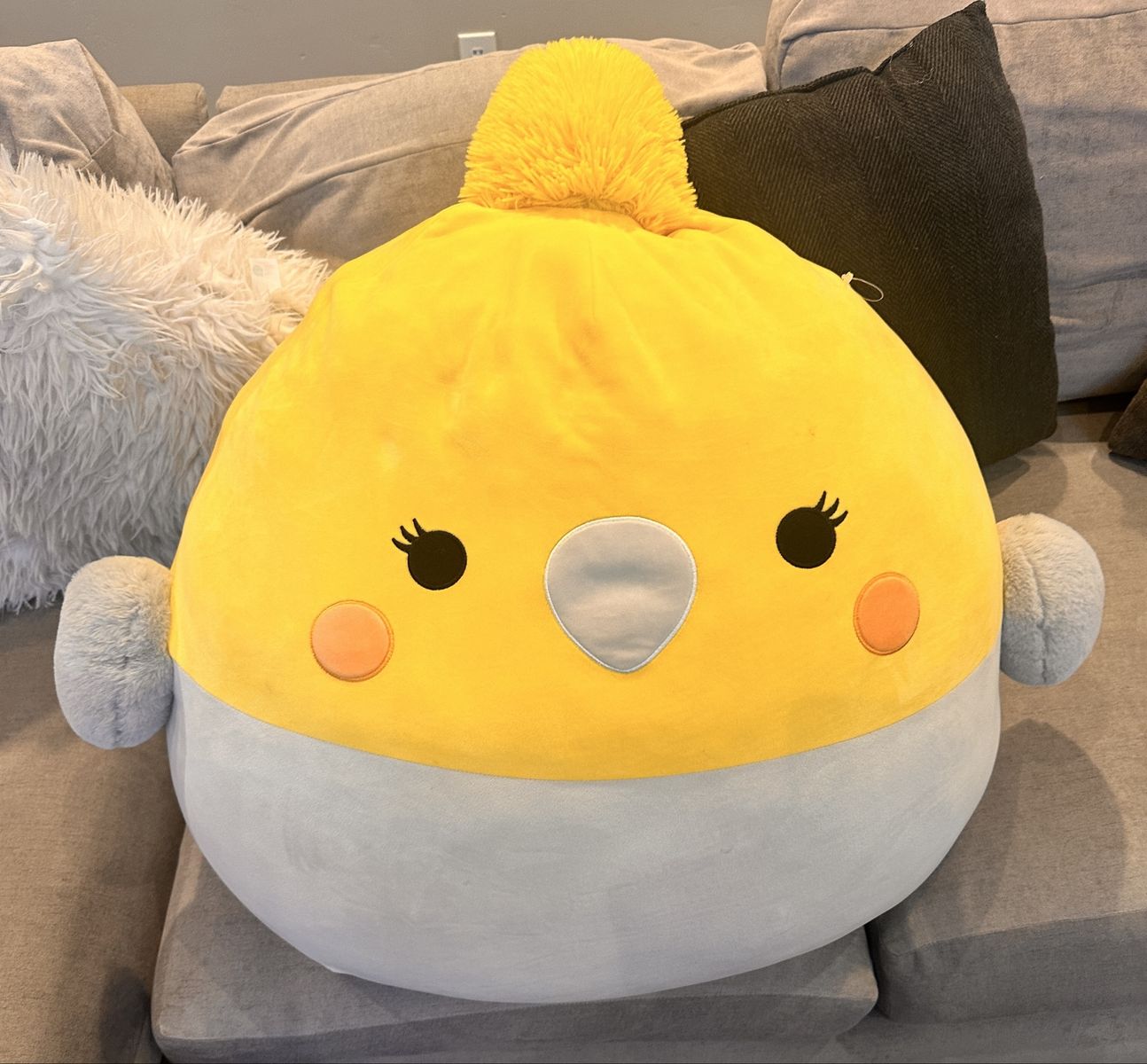 Original Kellytoy Squishmallows Jumbo Yellow Cockatiel Plush 25 Inch