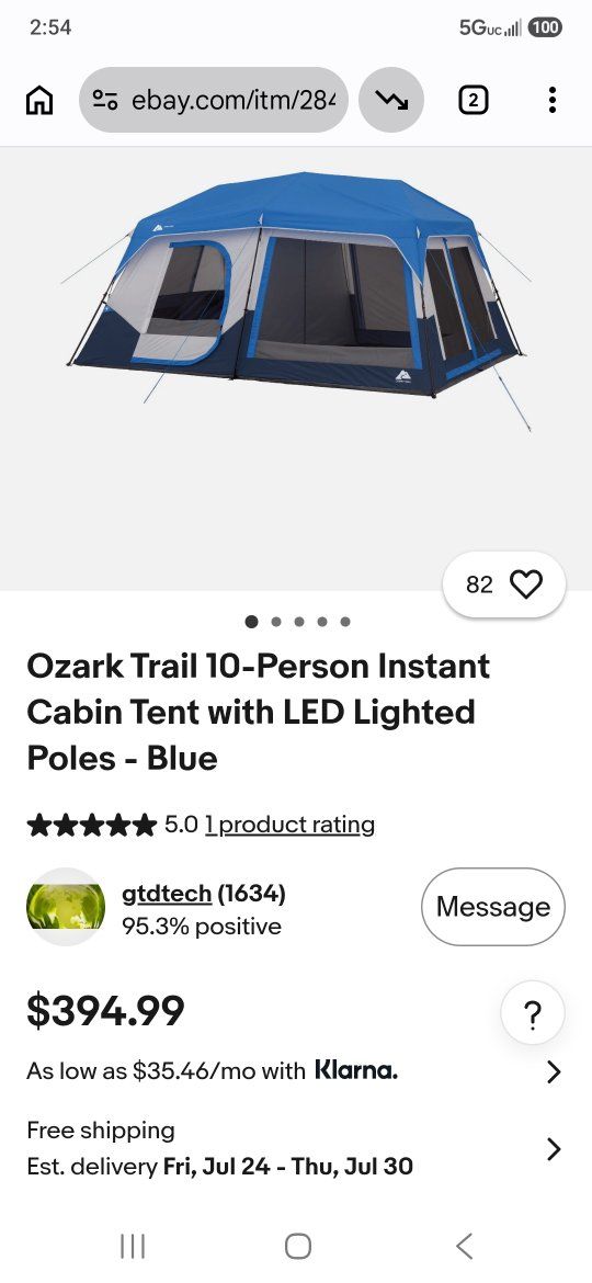 Ozark trail 10 man instant cabin tent