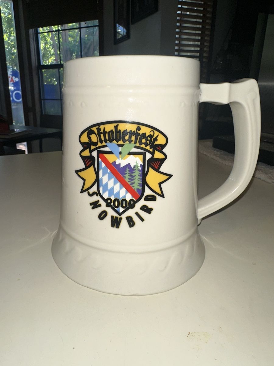 Vintage 2000 Snowbird Oktoberfest Ceramic Beer Stein Mug Off-White