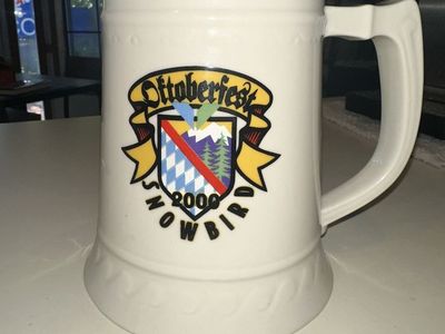 Vintage 2000 Snowbird Oktoberfest Ceramic Beer Stein Mug Off-White