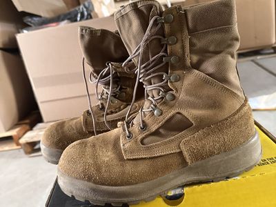 Mens Tan Combat Boots 8.5 Wide Fit