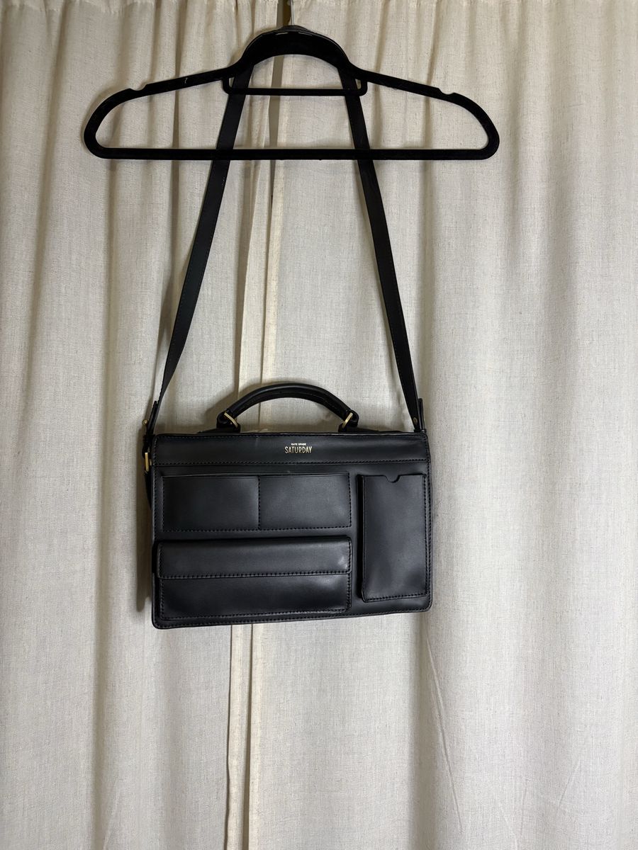 Vintage Kate Spade Saturday Black Crossbody Bag with Top Handle and Exterior Pockets