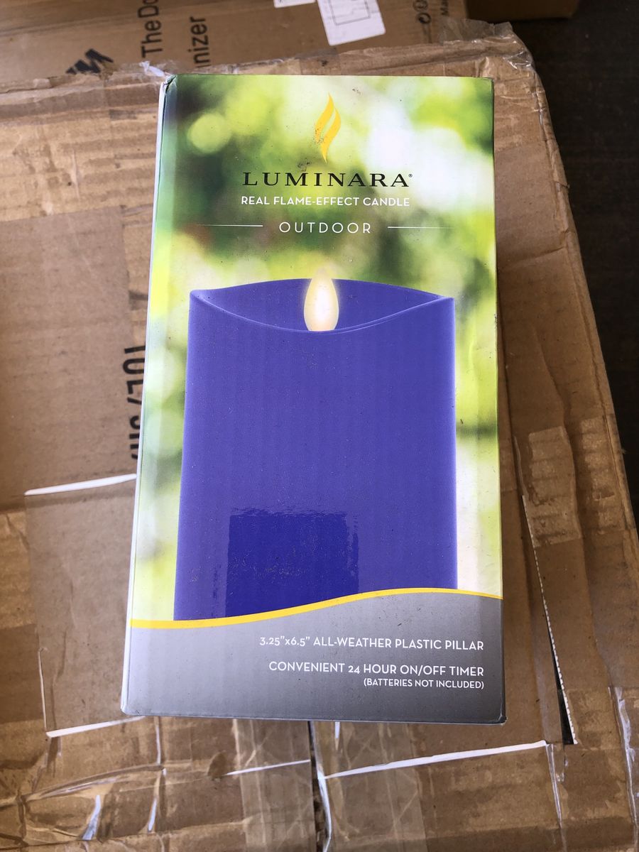 Luminara Real Flame-Effect Outdoor Pillar Candle, Purple, 3.25"x6.5", All-Weather, Timer