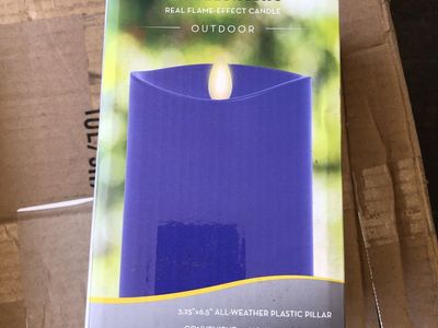 Luminara Real Flame-Effect Outdoor Pillar Candle, Purple, 3.25"x6.5", All-Weather, Timer