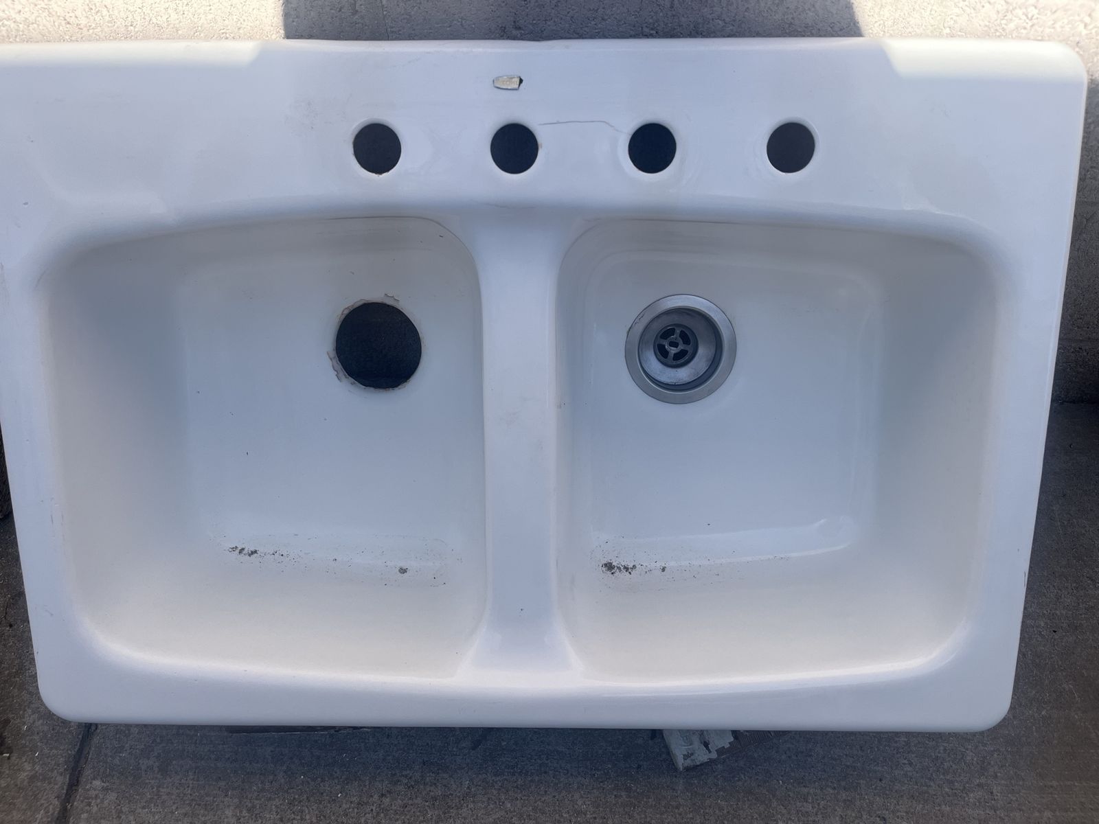 Kohler White Enameled Cast Iron Double-Bowl Kitchen Sink - Drop-In
