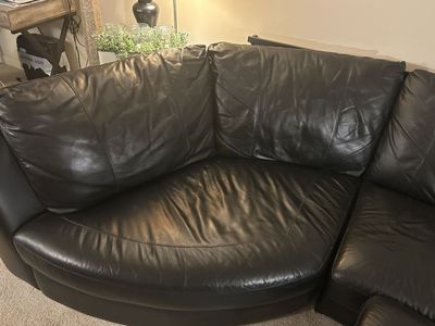 Black Leather Sofa Set