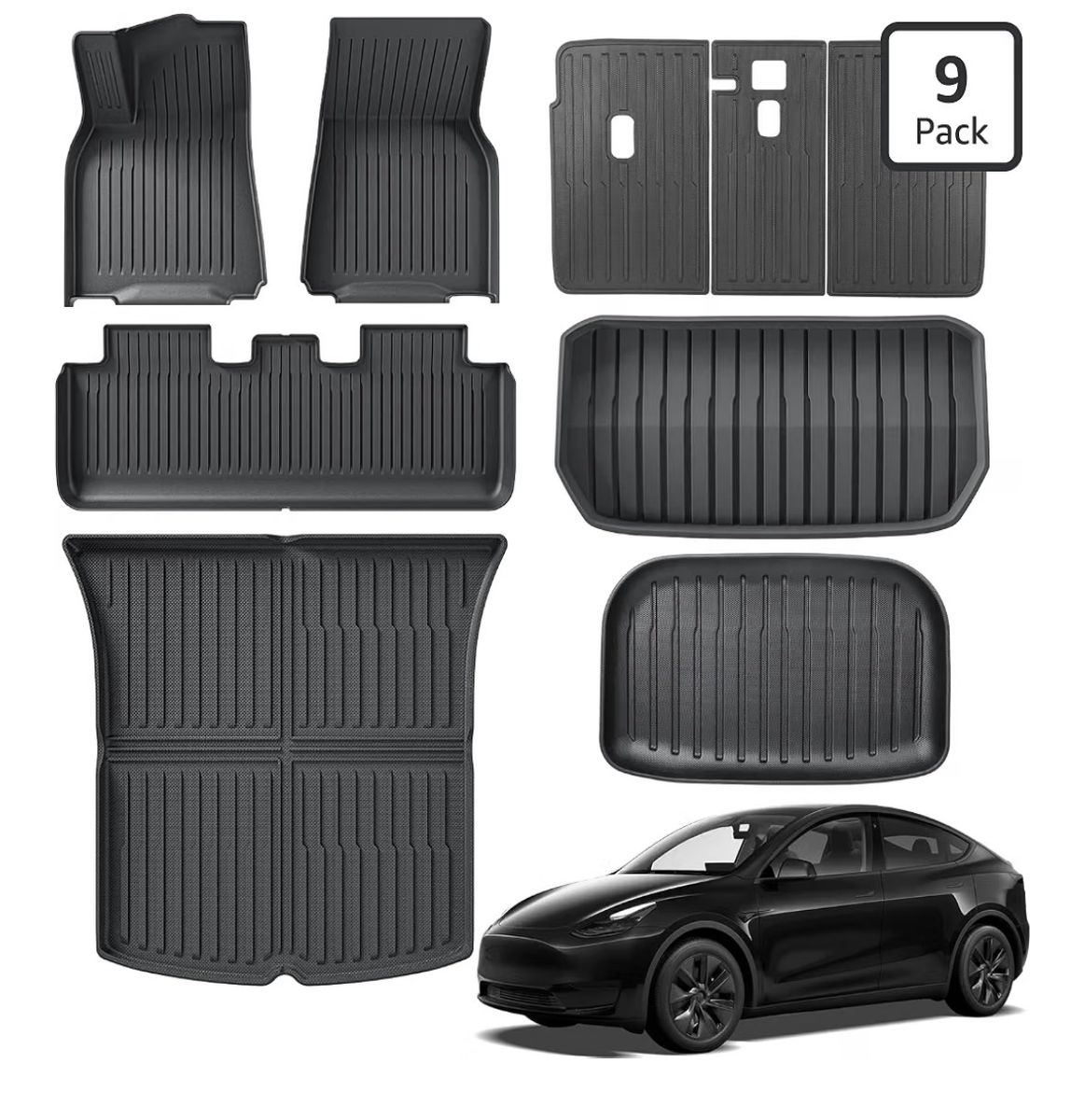 Tesla model Y (2020-2024) All-Weather Custom Fit Floor Mat & Liner - 9 pieces