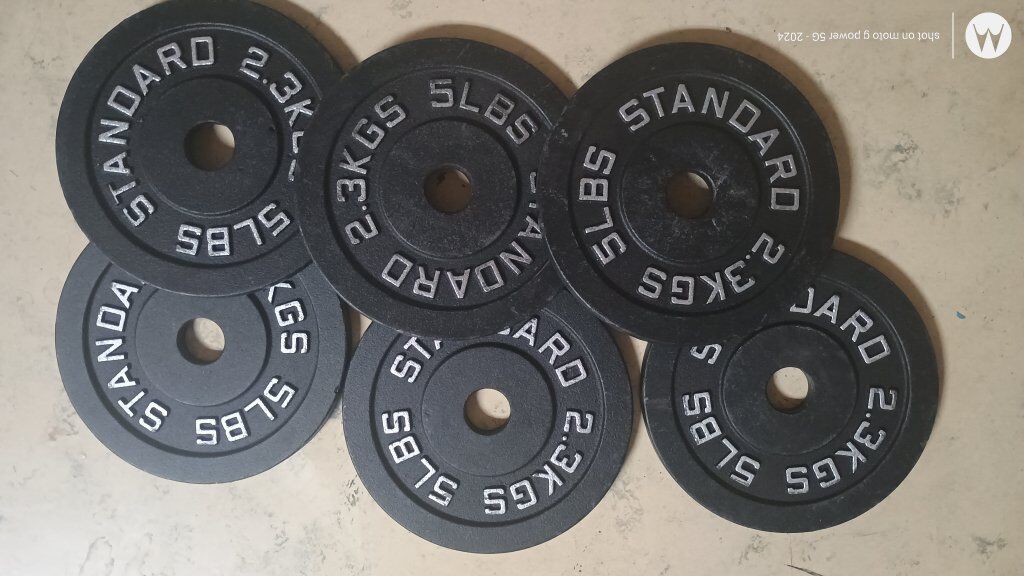 5lb 1in powder coated cast iron weight plates