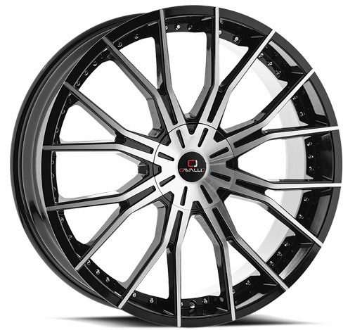 New - (1) Cavallo Wheel, Gloss Black & Machined,  Size 18x8.0