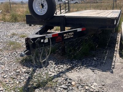 Heavy Duty Flatbed Utility Trailer with Spare Tire and Wood Decking