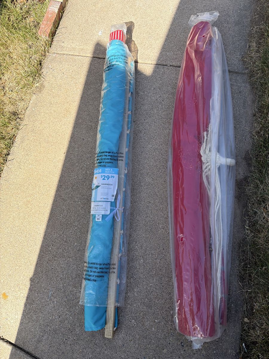 Red and Blue yard hammocks