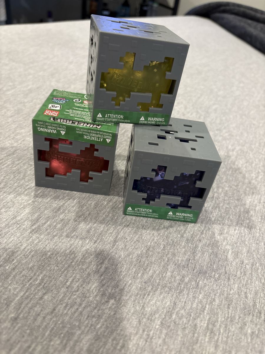 Minecraft Just Toys Jelly Cubes Lot of 3 Squishy Ore Blocks