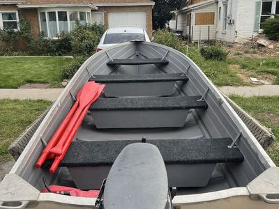 14 Ft Aluminum Boat with 5 HP Mariner Motor and Trailer