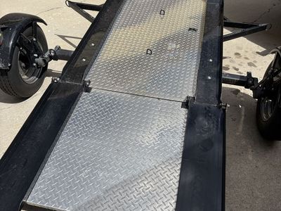 Foldable Motorcycle Trailer with Diamond Plate Deck and Spare Tire
