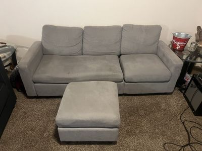 Free Gray Fabric Sofa with Matching Ottoman
