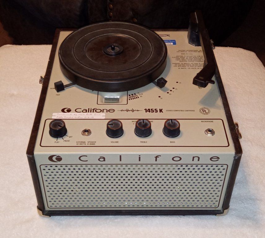 Vintage Califone 1455K Portable Record Player / Phonograph - Works Perfectly - School Tough!
