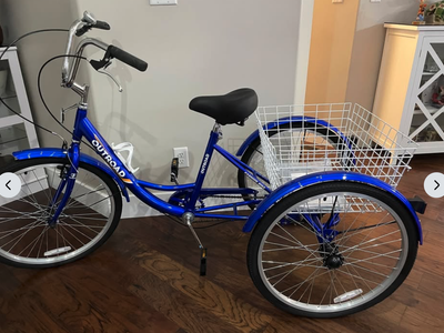 Brand new Comfort Tricycle, 24 inch 1 Speed Cruiser Trike, 3 Wheel Bike with Large Basket