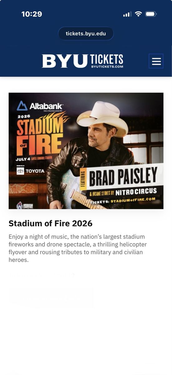 ** 3 STADIUM OF FIRE 2026 BRAD PAISLEY**