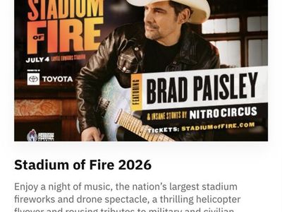 ** 3 STADIUM OF FIRE 2026 BRAD PAISLEY**