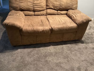 Brown Suede Loveseat - Comfortable Two-Seater Sofa