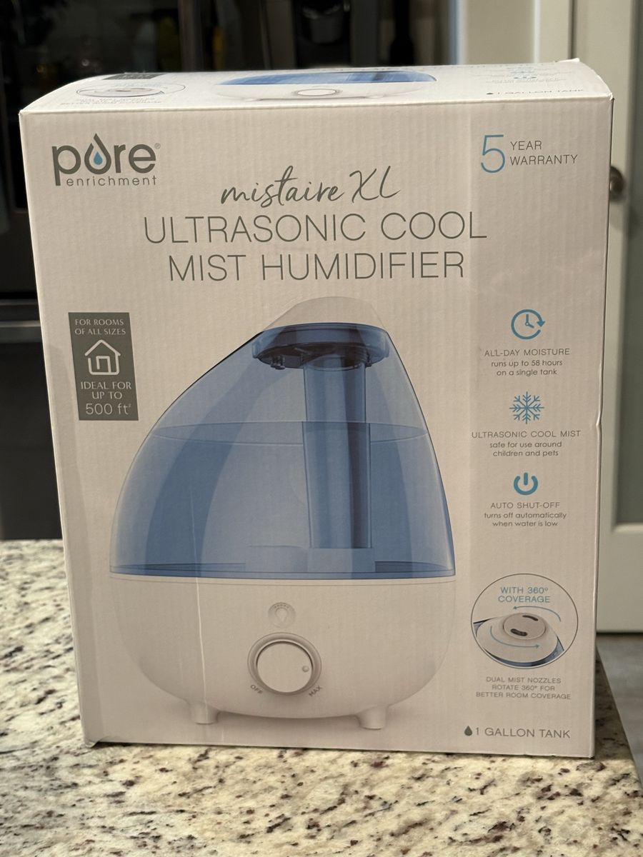 Pure Enrichment mistinaire XL Ultrasonic Cool Mist Humidifier, 1 Gallon, 500 sq ft, 5-Year Warranty