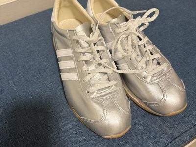 Adidas Silver Metallic Leather Low Top Sneakers - Women's Size 7.5