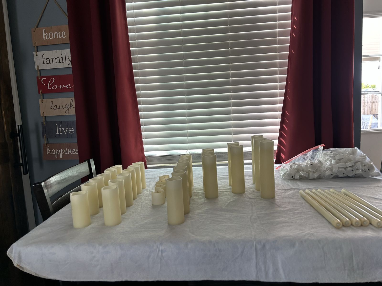Wedding Decor Lot: Pillars, Floral Arrangements, Vases, Greenery, LED Candles - Complete Set for Events