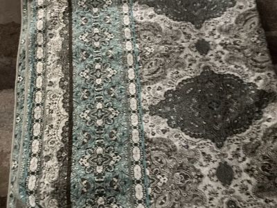 Bohemian Teal & Gray Paisley Quilted Throw Blanket - Soft & Reversible king/California king