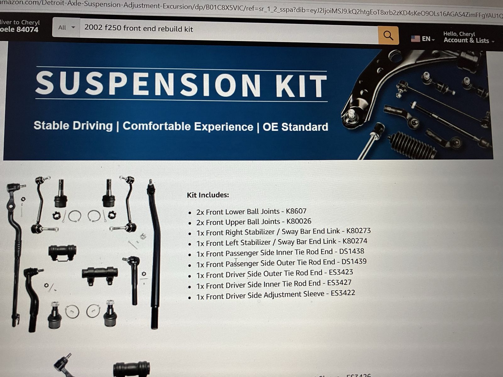 Ford Excursion, F-250super duty,F-350.12 pc Steering kit