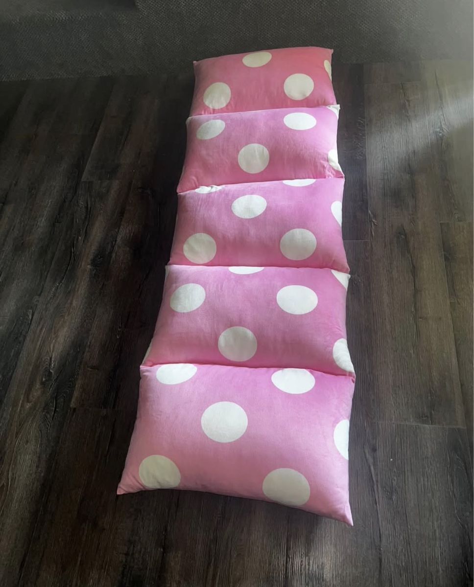 Set of 5 Pink Polka Dot Butterfly Craze Floor Lounger Pillow Beds - Fully Stuffed/Pillows Included!