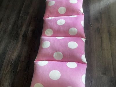 Set of 5 Pink Polka Dot Butterfly Craze Floor Lounger Pillow Beds - Fully Stuffed/Pillows Included!