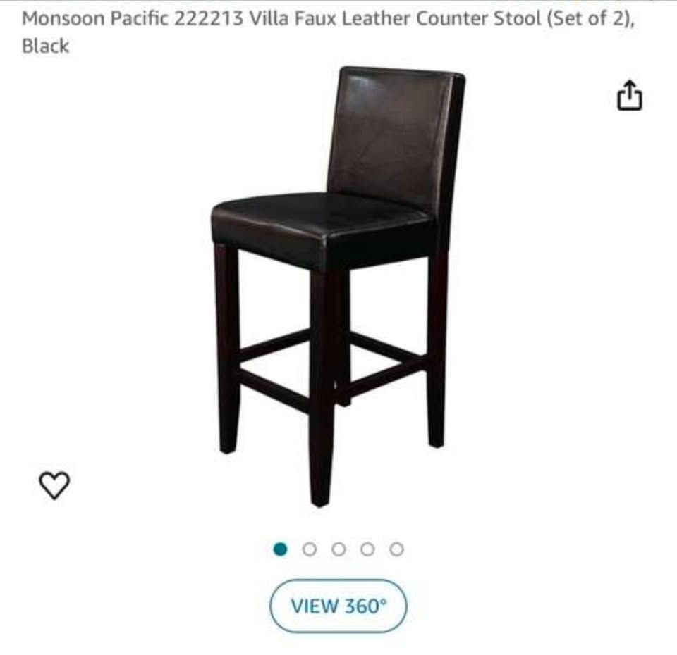 Villa Black Faux Leather Counter Stools (Set Of 2)