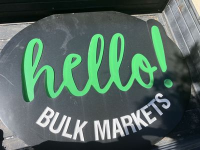Hello Bulk storefront sign.