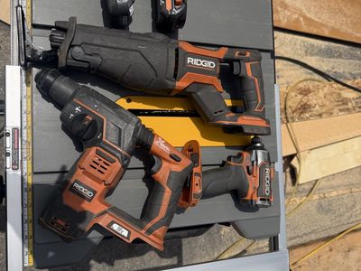RIDGID 18V Cordless Power Tool Combo Kit - Reciprocating Saw, Hammer Drill, Impact Driver, 2 Batteries