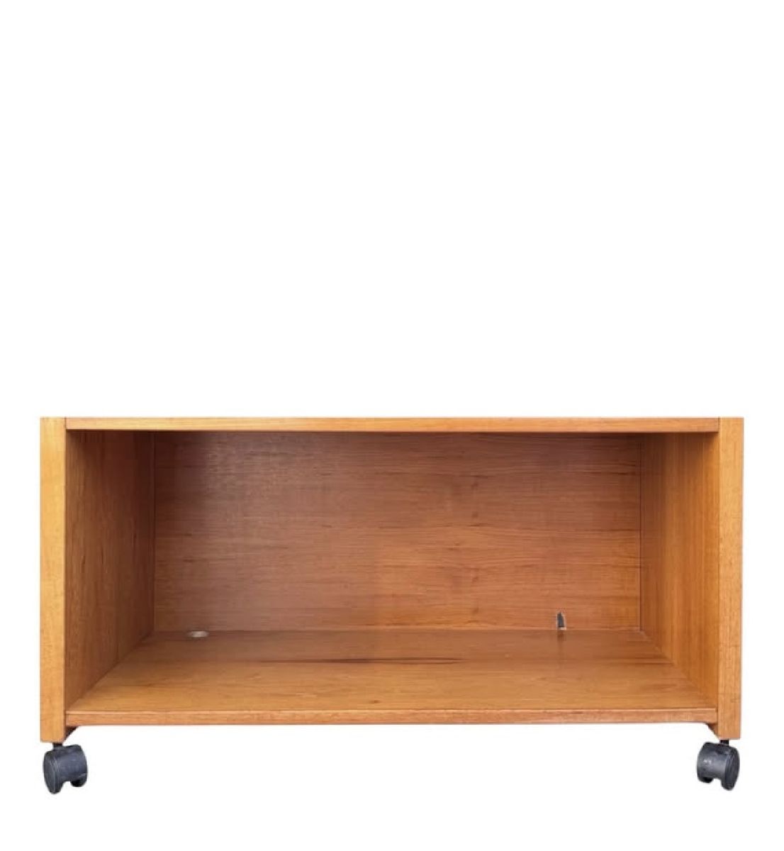 Vintage Mid-Century Style Teak Rolling Media Console TV Stand on Casters